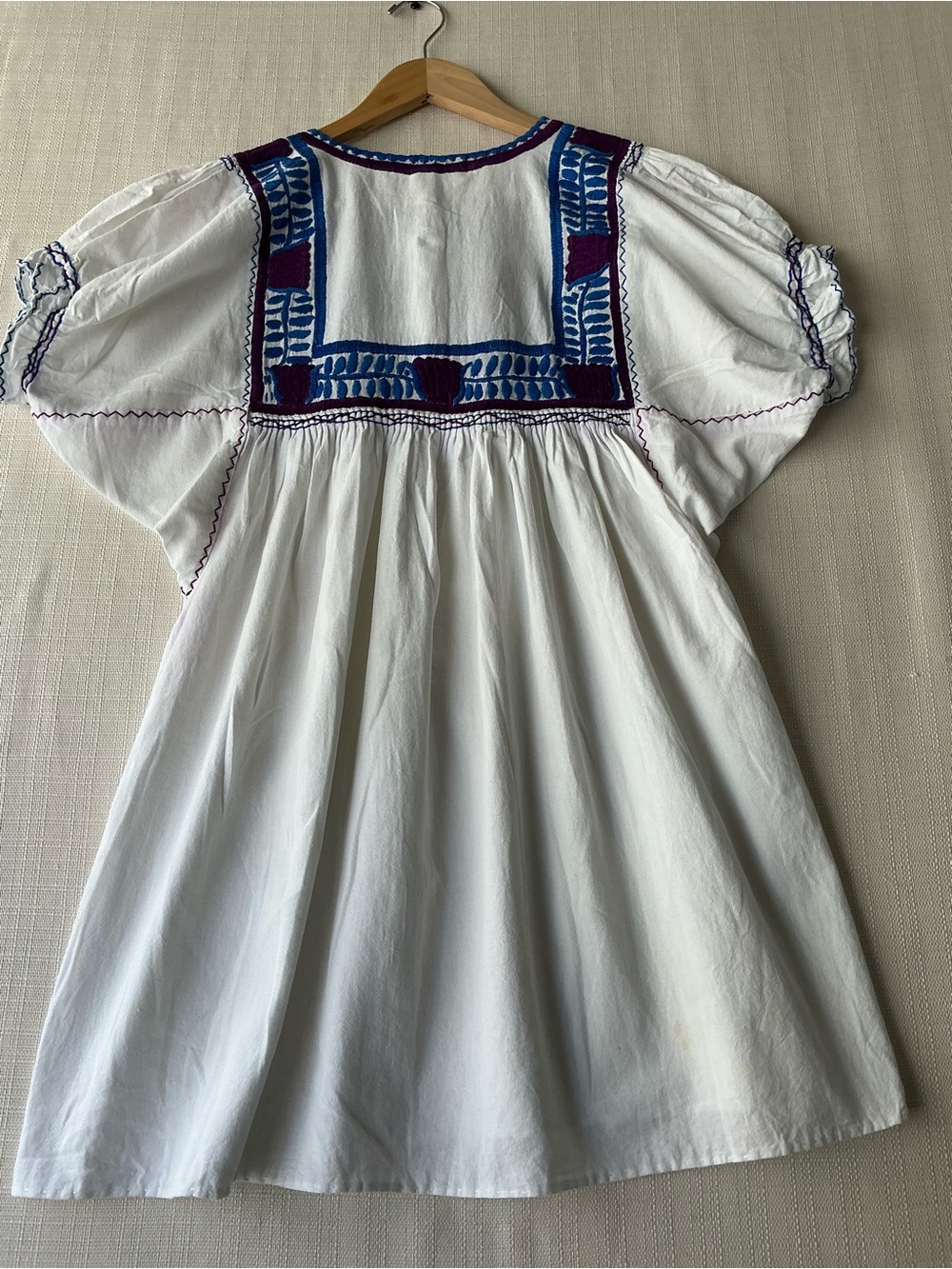 Unbranded Mexican Floral Embroidery Colorful Folk Puff Sleeve White Blouse SZ M - Picture 3 of 10